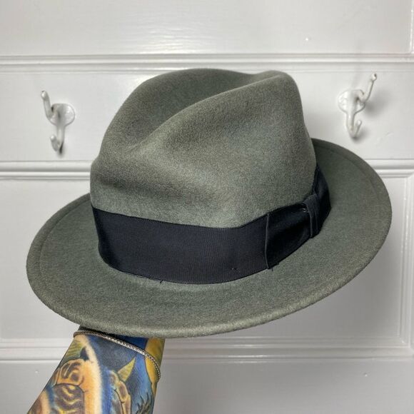 STETSON Cashmere Blend Fedora Hat in Gray/Black - Picture 1 of 10